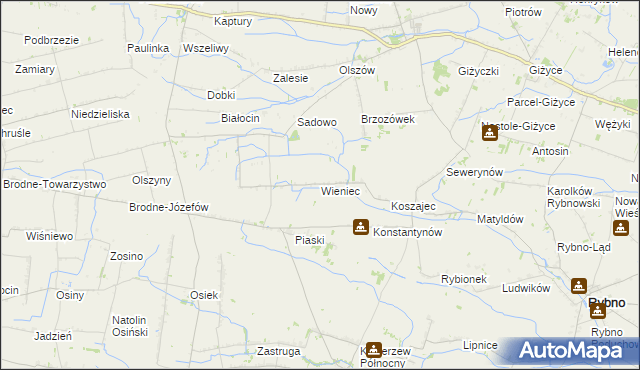 mapa Wieniec gmina Iłów, Wieniec gmina Iłów na mapie Targeo