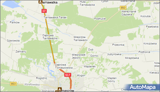 mapa Wieprzów Ordynacki, Wieprzów Ordynacki na mapie Targeo