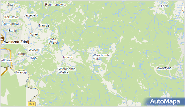 mapa Wierchomla Mała, Wierchomla Mała na mapie Targeo