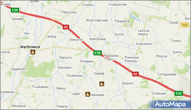 mapa Wierzbówka gmina Wartkowice, Wierzbówka gmina Wartkowice na mapie Targeo