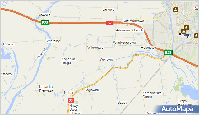 mapa Wikrowo gmina Gronowo Elbląskie, Wikrowo gmina Gronowo Elbląskie na mapie Targeo