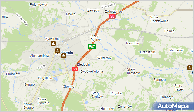 mapa Wiktorów gmina Radzymin, Wiktorów gmina Radzymin na mapie Targeo