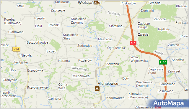 mapa Wilczkowice gmina Michałowice, Wilczkowice gmina Michałowice na mapie Targeo