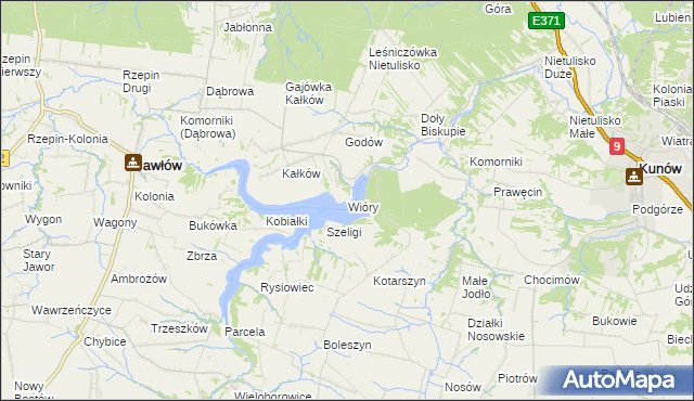 mapa Wióry, Wióry na mapie Targeo