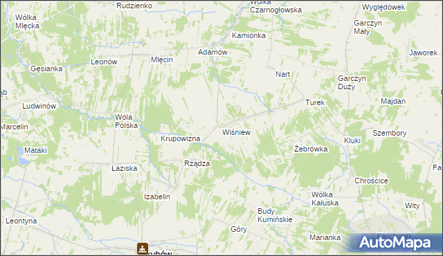 mapa Wiśniew gmina Jakubów, Wiśniew gmina Jakubów na mapie Targeo