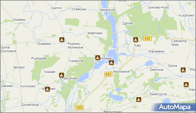 mapa Witosław gmina Osieczna, Witosław gmina Osieczna na mapie Targeo