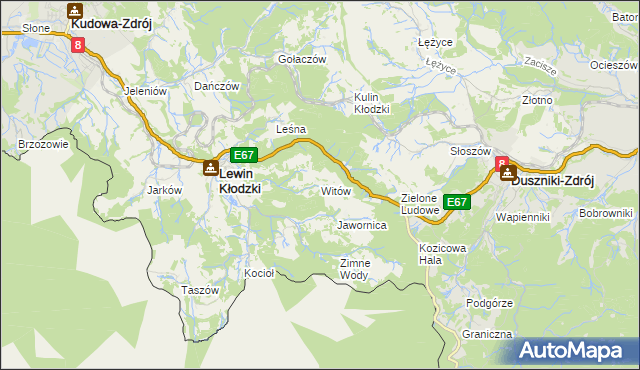 mapa Witów gmina Lewin Kłodzki, Witów gmina Lewin Kłodzki na mapie Targeo