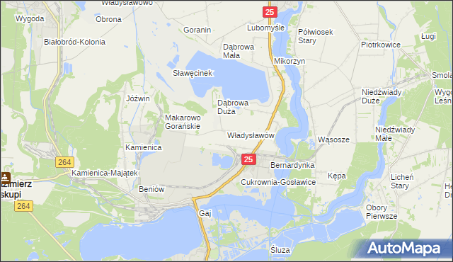 mapa Władysławów gmina Ślesin, Władysławów gmina Ślesin na mapie Targeo
