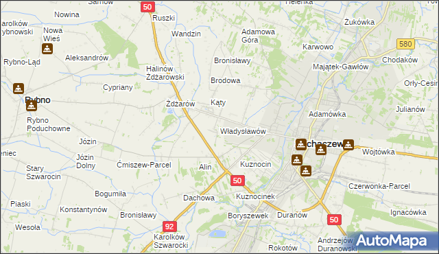 mapa Władysławów gmina Sochaczew, Władysławów gmina Sochaczew na mapie Targeo