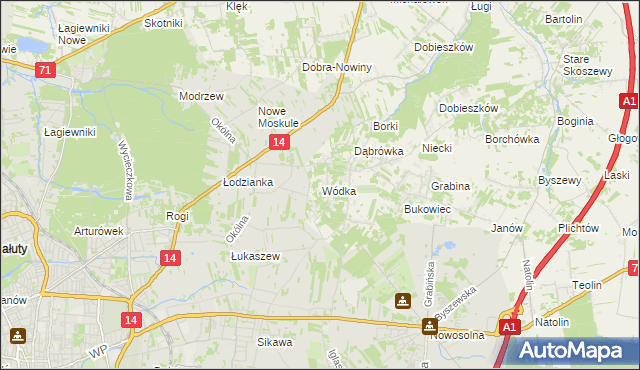 mapa Wódka gmina Nowosolna, Wódka gmina Nowosolna na mapie Targeo
