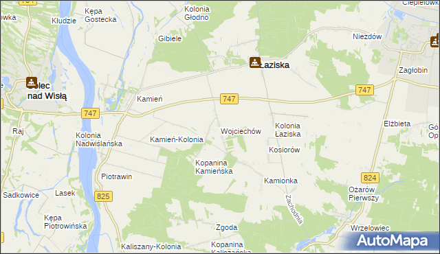 mapa Wojciechów gmina Łaziska, Wojciechów gmina Łaziska na mapie Targeo