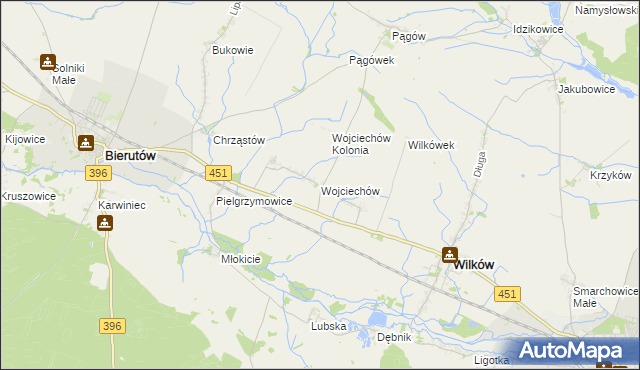 mapa Wojciechów gmina Wilków, Wojciechów gmina Wilków na mapie Targeo