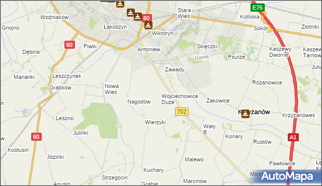 mapa Wojciechowice Duże, Wojciechowice Duże na mapie Targeo