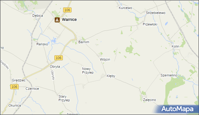mapa Wójcin gmina Warnice, Wójcin gmina Warnice na mapie Targeo