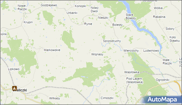 mapa Wojnasy gmina Wieliczki, Wojnasy gmina Wieliczki na mapie Targeo