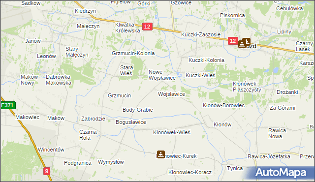 mapa Wojsławice gmina Gózd, Wojsławice gmina Gózd na mapie Targeo