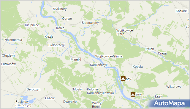 mapa Wojtkowice-Glinna, Wojtkowice-Glinna na mapie Targeo