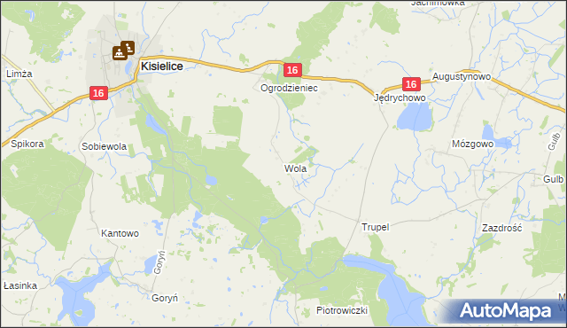 mapa Wola gmina Kisielice, Wola gmina Kisielice na mapie Targeo