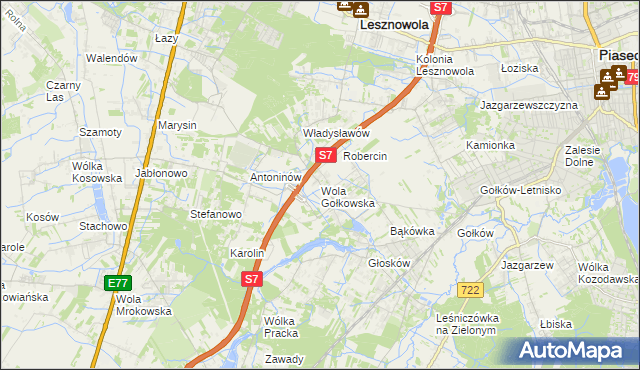 mapa Wola Gołkowska, Wola Gołkowska na mapie Targeo