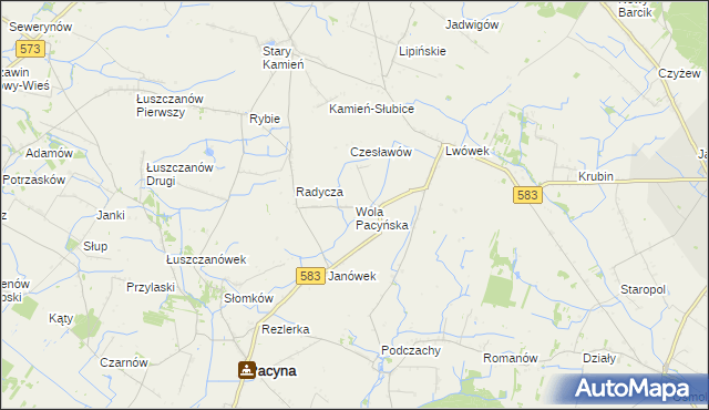 mapa Wola Pacyńska, Wola Pacyńska na mapie Targeo