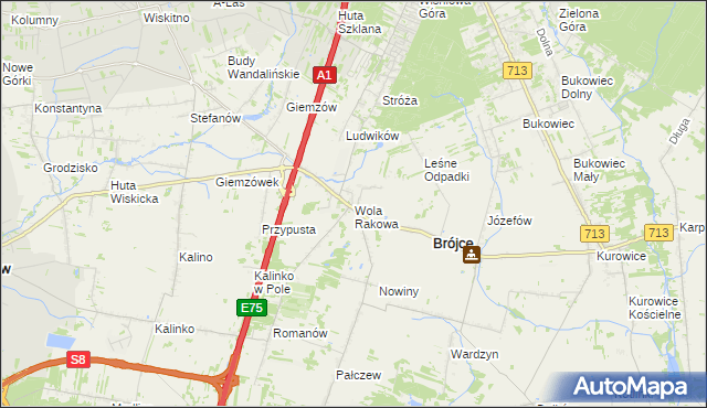 mapa Wola Rakowa, Wola Rakowa na mapie Targeo