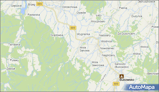 mapa Wola Sękowa, Wola Sękowa na mapie Targeo