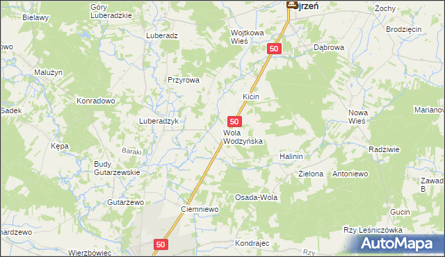 mapa Wola Wodzyńska, Wola Wodzyńska na mapie Targeo