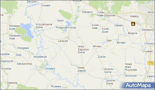 mapa Wola Zagojska Dolna, Wola Zagojska Dolna na mapie Targeo