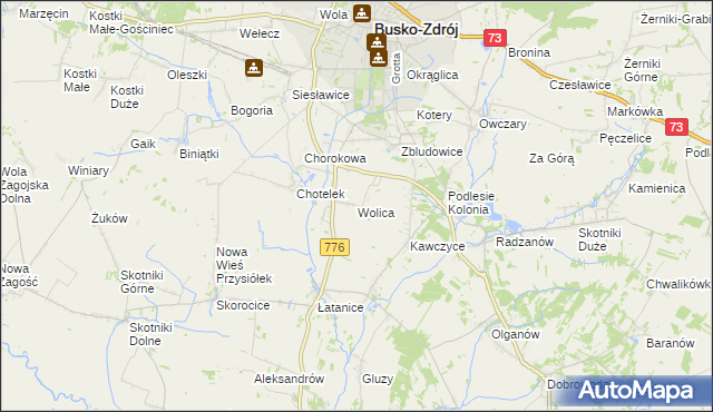 mapa Wolica gmina Busko-Zdrój, Wolica gmina Busko-Zdrój na mapie Targeo