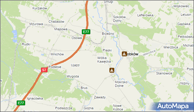 mapa Wólka Kawęcka, Wólka Kawęcka na mapie Targeo