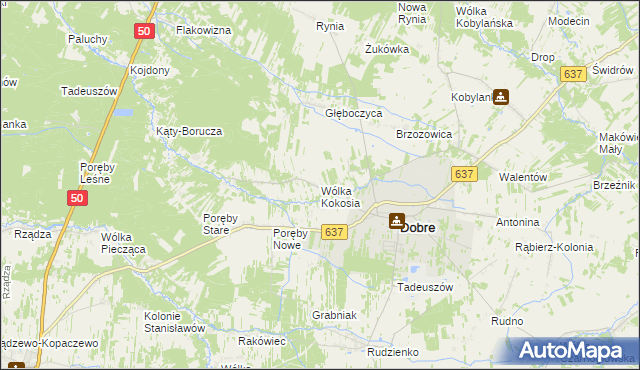 mapa Wólka Kokosia, Wólka Kokosia na mapie Targeo