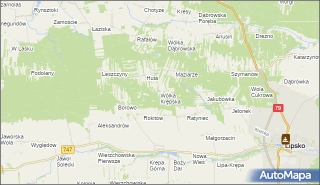 mapa Wólka Krępska, Wólka Krępska na mapie Targeo