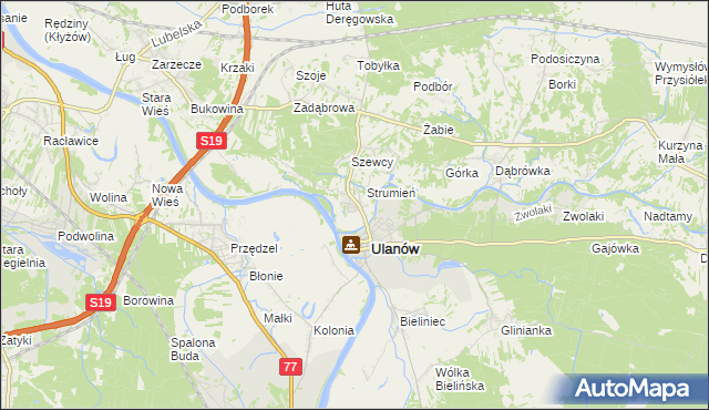 mapa Wólka Tanewska, Wólka Tanewska na mapie Targeo