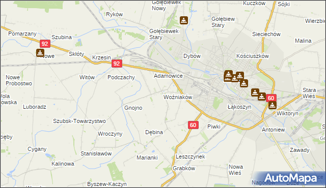 mapa Woźniaków, Woźniaków na mapie Targeo