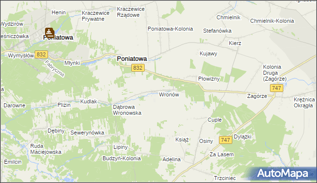 mapa Wronów gmina Bełżyce, Wronów gmina Bełżyce na mapie Targeo