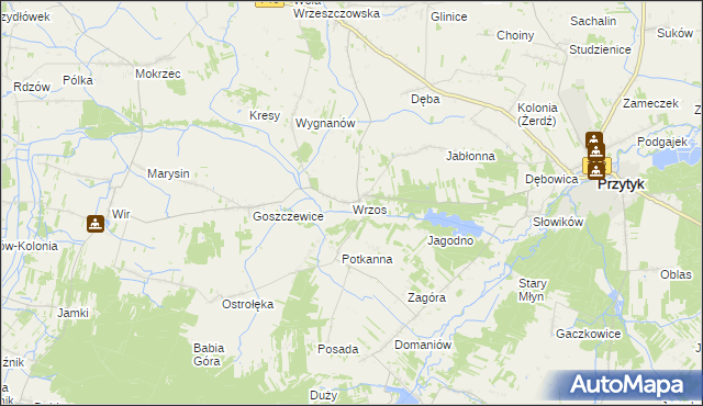 mapa Wrzos, Wrzos na mapie Targeo