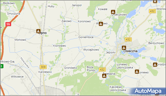 mapa Wyciążkowo, Wyciążkowo na mapie Targeo