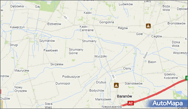 mapa Wyczółki gmina Baranów, Wyczółki gmina Baranów na mapie Targeo