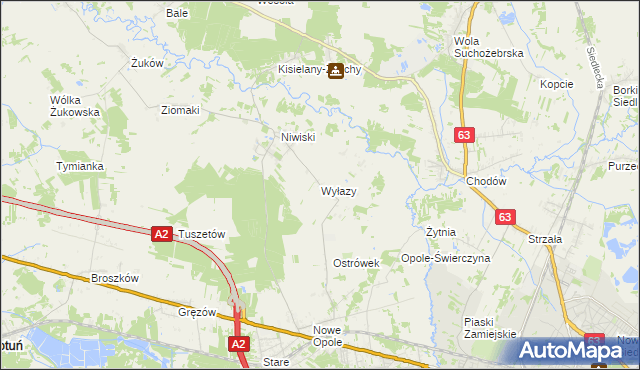 mapa Wyłazy, Wyłazy na mapie Targeo