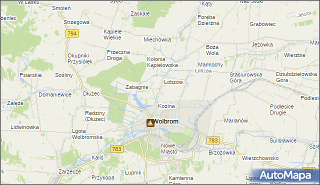 mapa Wymysłów gmina Wolbrom, Wymysłów gmina Wolbrom na mapie Targeo