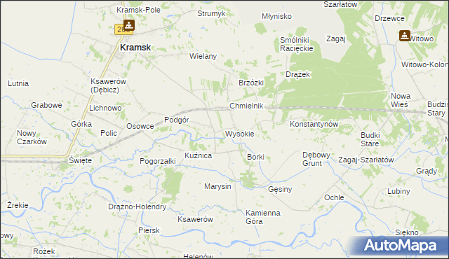 mapa Wysokie gmina Kramsk, Wysokie gmina Kramsk na mapie Targeo