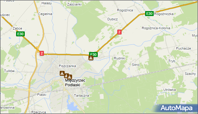 mapa Wysokie gmina Międzyrzec Podlaski, Wysokie gmina Międzyrzec Podlaski na mapie Targeo