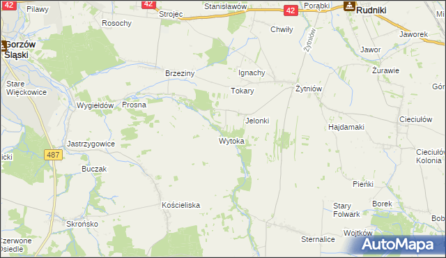 mapa Wytoka gmina Rudniki, Wytoka gmina Rudniki na mapie Targeo