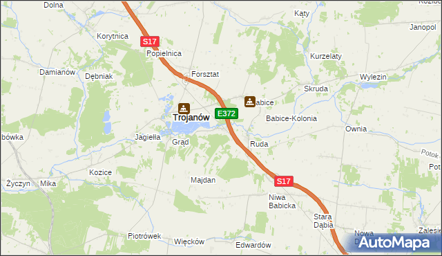 mapa Żabianka gmina Trojanów, Żabianka gmina Trojanów na mapie Targeo