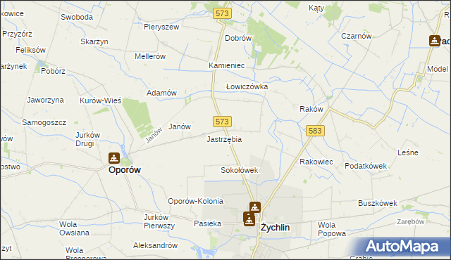 mapa Żabików gmina Żychlin, Żabików gmina Żychlin na mapie Targeo