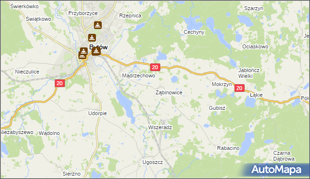 mapa Ząbinowice, Ząbinowice na mapie Targeo