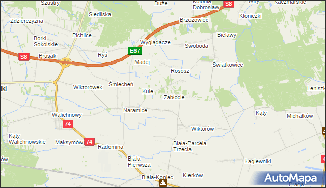 mapa Zabłocie gmina Biała, Zabłocie gmina Biała na mapie Targeo