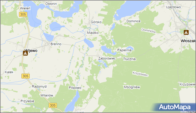 mapa Zaborówiec, Zaborówiec na mapie Targeo