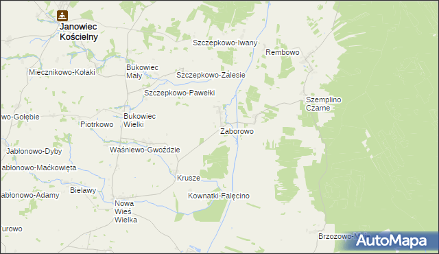 mapa Zaborowo gmina Janowiec Kościelny, Zaborowo gmina Janowiec Kościelny na mapie Targeo