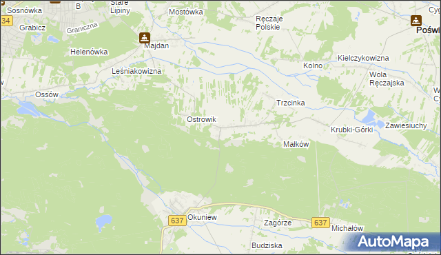 mapa Zabraniec, Zabraniec na mapie Targeo